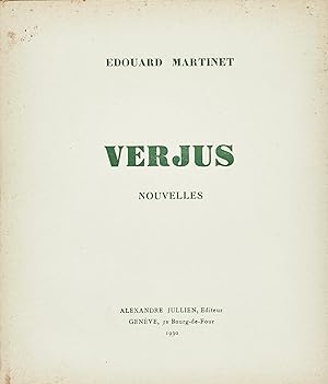 Image du vendeur pour Verjus - nouvelles mis en vente par Librairie Jullien