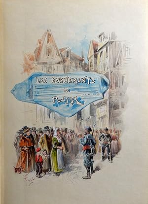 Les évènements de Pontax, écriture manuscrite et aquarelles originales d'Henriot.