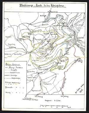 Klapp-Ansichtskarte Wolfstein /Pfalz, Markierungs-Karte für den Königsberg, rückseitig Ortsansicht