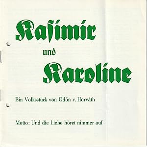 Imagen del vendedor de Programmheft dn von Horvath KASIMIR UND KAROLINE Premiere 17. Juni 1983 Spielzeit 1982 / 83 Heft 12 a la venta por Programmhefte24 Schauspiel und Musiktheater der letzten 150 Jahre