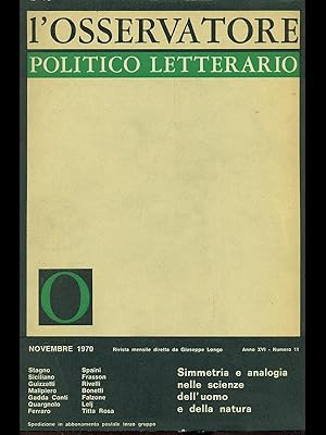 Seller image for L'osservatore politico letterario / novembre 1970 for sale by Librodifaccia