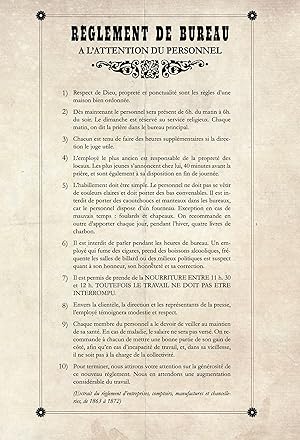 Règlement de bureau, vers 1872 (reproduction améliorée)