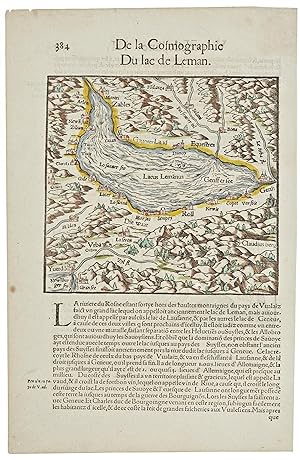 Carte du Léman: "de la cosmographie du Lac de Léman" (reproduction)