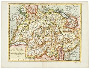 Carte de la Suisse: "Les Suisses les Alliés des Suisses et leurs Sujets" (reproduction)