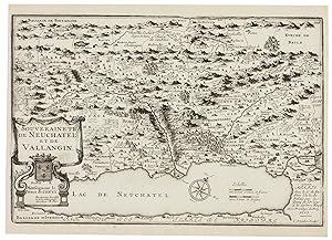 Carte du lac de Neuchâtel: "souveraineté de Neuchâtel et de Vallangin" (reproduction)