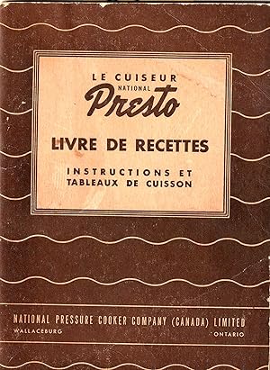 Livre de recettes Instructions et Tableau de Cuisson