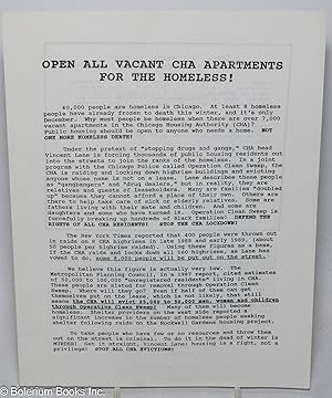 Open all vacant CHA apartments for the homeless! [handbill]