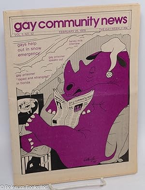 Bild des Verkufers fr GCN: Gay Community News; the gay weekly; vol. 5, #32, February 25, 1978: Harvey Milk Interview zum Verkauf von Bolerium Books Inc.