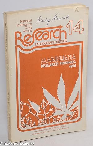 Seller image for Marihuana Research Findings: 1976 for sale by Bolerium Books Inc.