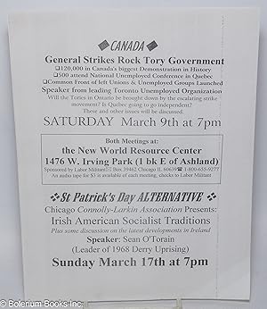 Canada - general strike rock Tory government // St. Patrick's Day Alternative [handbill]