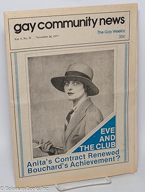 Seller image for GCN: Gay Community News; the gay weekly; vol. 5, #21, November 26, 1977: Eve and The Club for sale by Bolerium Books Inc.