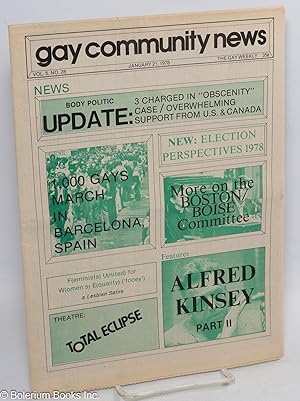 Bild des Verkufers fr GCN: Gay Community News; the gay weekly; vol. 5, #28, January 21, 1978: Body Politic Update zum Verkauf von Bolerium Books Inc.