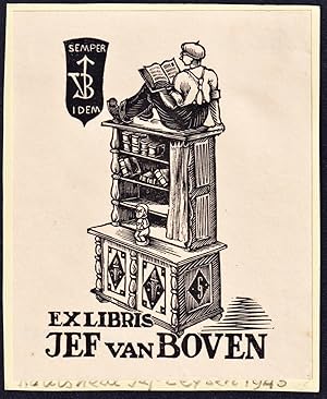 Bild des Verkufers fr Exlibris Jef van Boven" - Exlibris ex-libris Ex Libris bookplate zum Verkauf von Antiquariat Steffen Vlkel GmbH