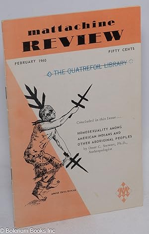 Bild des Verkufers fr Mattachine Review: vol. 6, #2, February, 1960: Homosexuality Among American Indians zum Verkauf von Bolerium Books Inc.