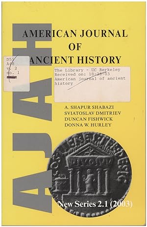 Seller image for American Journal of Ancient History (New Series 2.1, 2003) for sale by Diatrope Books