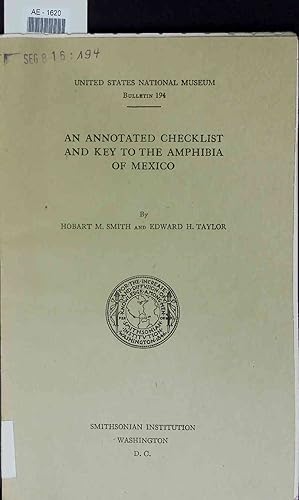 Bild des Verkufers fr An Annotated Checklist and Key to the Amphibia of Mexico. Bulletin 194 zum Verkauf von Antiquariat Bookfarm