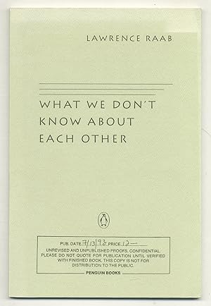 Image du vendeur pour What We Don't Know About Each Other mis en vente par Between the Covers-Rare Books, Inc. ABAA