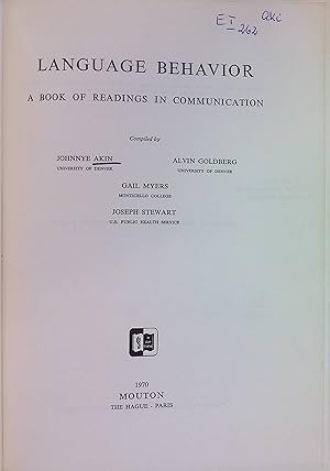 Seller image for Language Behavior: A Book of Readings in Communication Janua Linguarum, Series Maior, 41 for sale by books4less (Versandantiquariat Petra Gros GmbH & Co. KG)