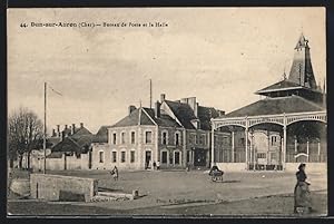 Carte postale Dun-sur-Auron, Bureau de Poste et la Halle