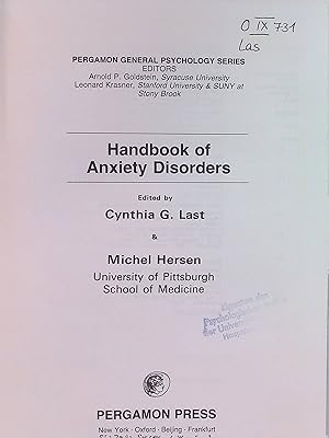 Bild des Verkufers fr Handbook of Anxiety Disorders General Psychology S. zum Verkauf von books4less (Versandantiquariat Petra Gros GmbH & Co. KG)