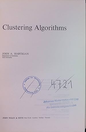 Immagine del venditore per Clustering Algorithms Probability & Mathematical Statistics S. venduto da books4less (Versandantiquariat Petra Gros GmbH & Co. KG)