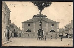 Carte postale Sancoins, La Halle