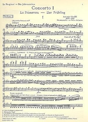 Bild des Verkufers fr Konzert E-Dur RV269 op.8,1 'Der Frhling'fr Violine und Streicher : Violine 1 zum Verkauf von Smartbuy