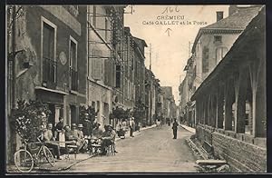 Carte postale Crémieu, Café Gallet et la Poste