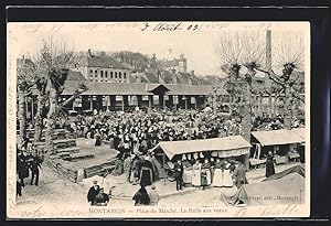 Carte postale Montargis, Place du Marché, la Halle aux veaux