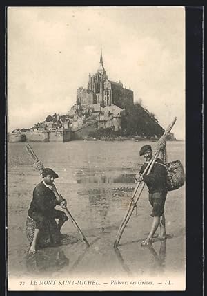 Carte postale Le Mont Saint-Michel, Pecheurs des Greves