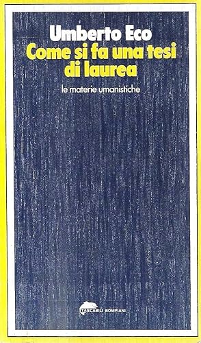 Seller image for Come si fa una tesi di laurea. Le materie umanistiche for sale by Messinissa libri