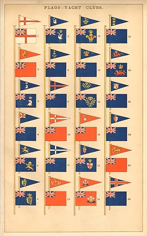 Flags - Yacht Clubs. 1. Royal Squadron, Cowes, Isle of Wight; 2. Royal Cork, Cove of Cork; 3. Roy...