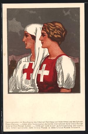 Künstler-Ansichtskarte Schweizerischer Samariterbund, Schwester vom Roten Kreuz und Patriotin