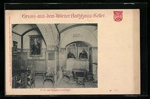 Bild des Verkufers fr Ansichtskarte Wien, Gasthof Rathhaus-Keller, das Rathsherrnstbchen, Interieur zum Verkauf von Bartko-Reher