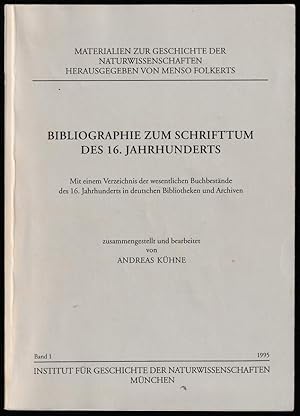 Imagen del vendedor de Bibliographie zum Schrifttum des 16. Jahrhunderts. Mit einem Verzeichnis der wesentlichen Buchbestnde des 16. Jahrhunderts in deutschen Bibliotheken und Archiven. a la venta por Antiquariat Dennis R. Plummer