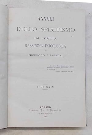 Annali dello spiritismo in Italia. Rassegna di psicologia sperimentale. Anno XXXII - 1895.