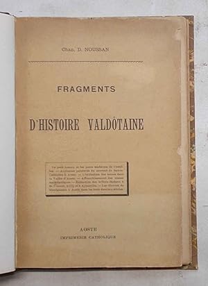 Fragments et notes d'histoire valdotaine.