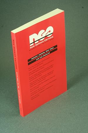 Imagen del vendedor de Arendt, Adorno, New York and Los Angeles : New German Critique 100, Winter 2007. a la venta por Steven Wolfe Books