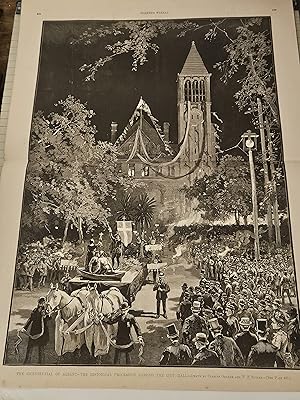 Imagen del vendedor de 1886 Harper's Weekly Engraving of "The Bicentennial of Albany--The Historical Procession Passing The City Hall"" a la venta por rareviewbooks