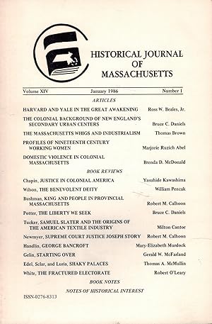 Seller image for Historical Journal of Massachusetts: Volume XIV, Number 1, January 1986 for sale by UHR Books