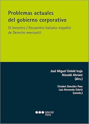 Imagen del vendedor de Problemas actuales del gobierno corporativo. IX Incontro/Encuentro italiano-espaol de derecho mercantil a la venta por Vuestros Libros