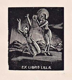 Imagen del vendedor de Ex Libris Lilla" - Exlibris ex-libris Geist spirit Frau women Apfel apple Ungarn Hungary bookplate a la venta por Antiquariat Steffen Vlkel GmbH