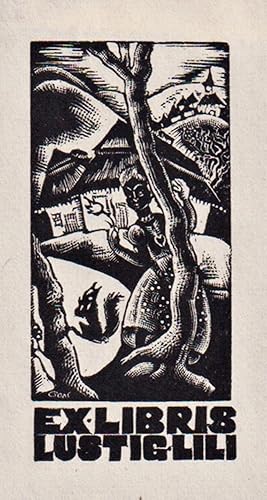 Imagen del vendedor de Ex Libris Lustig Lili" - Exlibris ex-libris Eichrnchen squirrel Ungarn Hungary bookplate a la venta por Antiquariat Steffen Vlkel GmbH