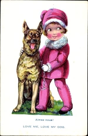 Ansichtskarte / Postkarte Mädchen und Schäferhund, Portrait, Freundschaft