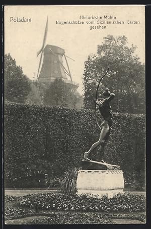 Bild des Verkufers fr Ansichtskarte Potsdam, Historische Mhle, Bogenschtze vom Sizilianischen Garten aus gesehen zum Verkauf von Bartko-Reher