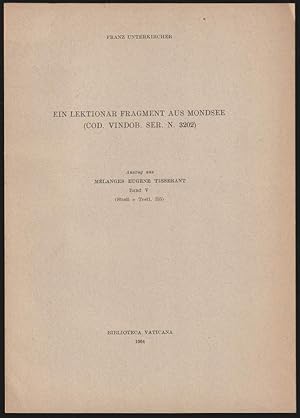 Immagine del venditore per Ein Lektionar Fragment aus Mondsee (Cod. Vindob. Ser. N. 3202). Auszug aus "Mlanges Eugne Tisserant" Band V (Studi e Testi 235). venduto da Antiquariat Dennis R. Plummer