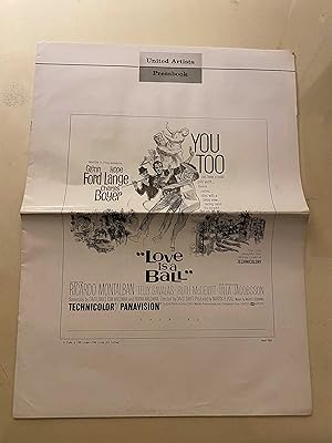 Bild des Verkufers fr Love is a Ball Pressbook 1963 Glenn Ford, Hope Lange, Charles Boyer zum Verkauf von AcornBooksNH