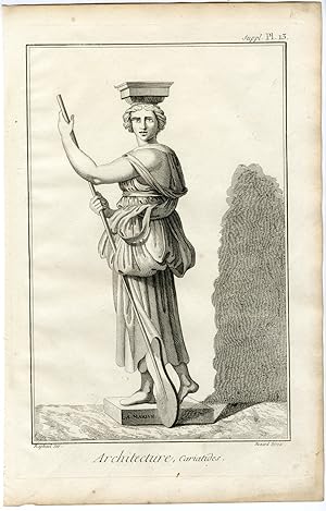 Bild des Verkufers fr Antique Print-ARCHITECTURE-CARYATID-MARINER-RAPHAEL-ITALY-Benard-Diderot-1751 zum Verkauf von Pictura Prints, Art & Books