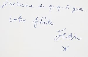 Lettre autographe signée à Roger Nimier à propos d'un dessin qu'il lui a envoyé pour illustrer l'...