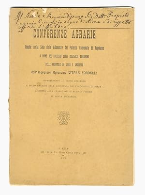 Conferenze agrarie tenute nella Sala delle Adunanze del palazzo Comunale di Rapolano, a nome del ...